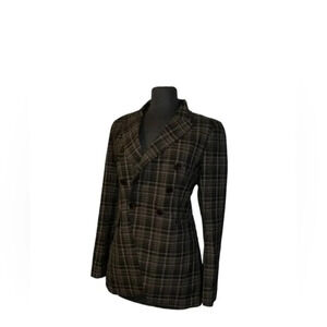 Rachel Zoe Button Blazer Black & Brown Plaid